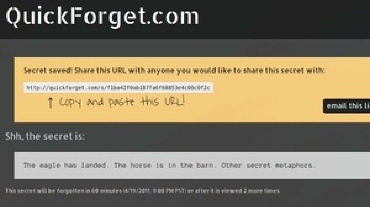 QuickForget Sends Secret, Self-Destructing Messages Over Email