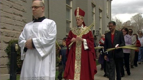 Palm Sunday processional at Cathedral of the Madeleine.