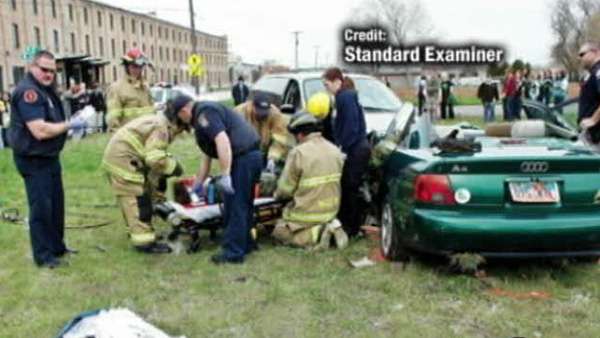 Fake wreck teaches dangers of distracted driving