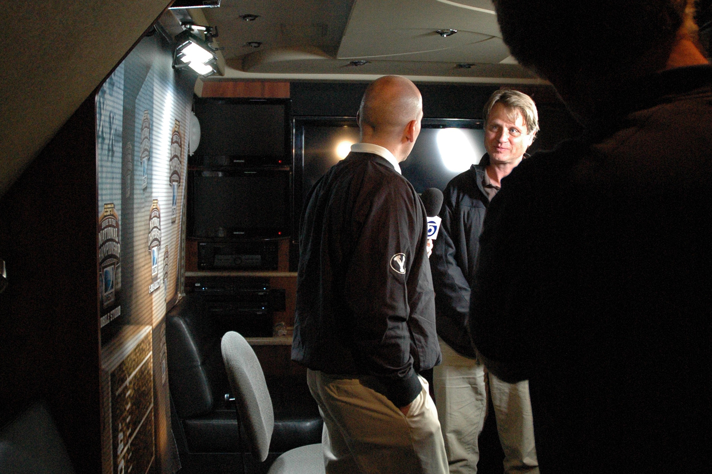 Chatting with bus engineer Dennis Stacklin in his neck of the woods.