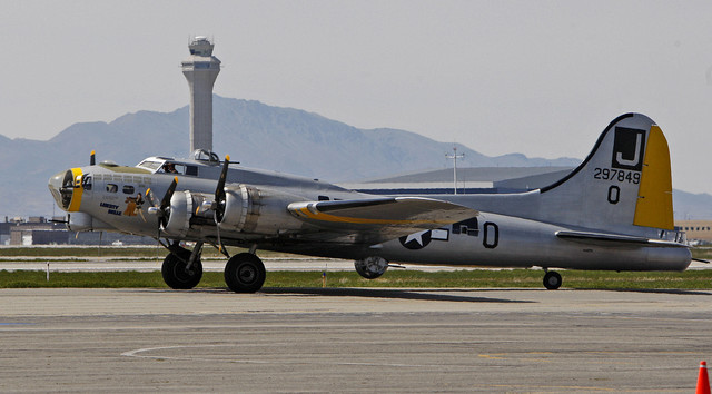 Vintage bomber in air and on display in Salt Lake City