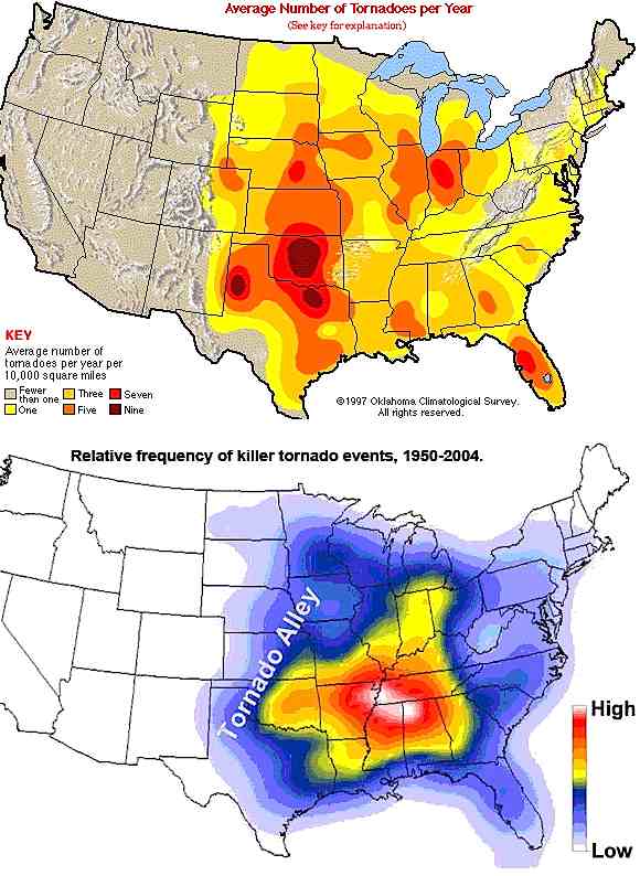 Tornado deaths and tornado frequency do not coincide