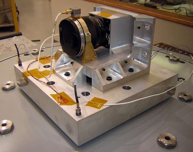 USU Space Dynamics Laboratory's Digital Imaging Star Camera or DISC, is onboard the Space Shuttle Endeavour takes it's final flight. The device will be attached to the outside of the International Space Station to capture images of stars as a mean orienting future space crafts. (USU Space Dynamics Labratory)