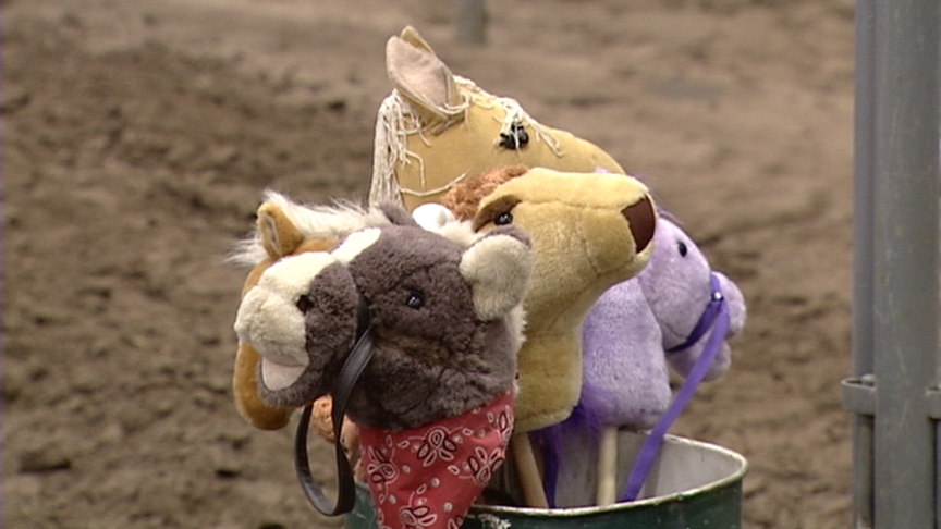 The only horses in the arena were in this bucket.