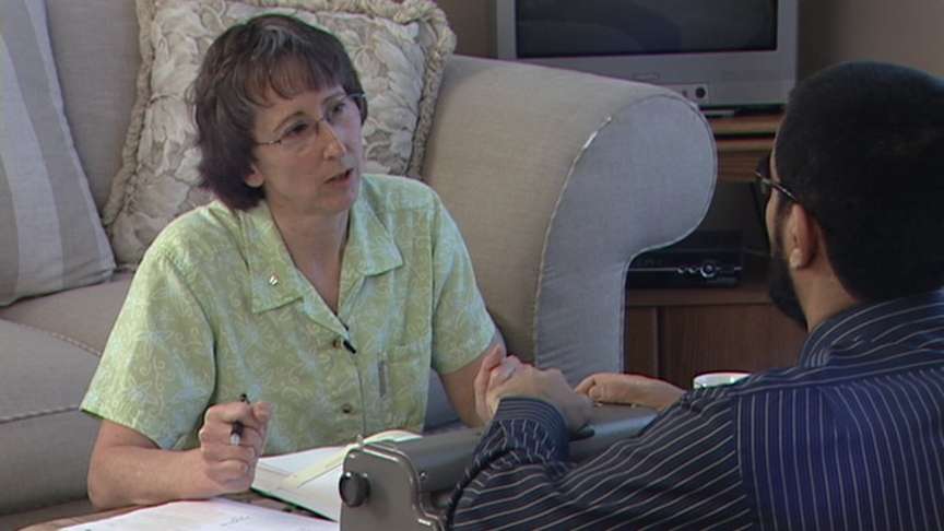 Volunteer instructor Lisa Bachiller says Majeed Shaher is the best student she's ever had.