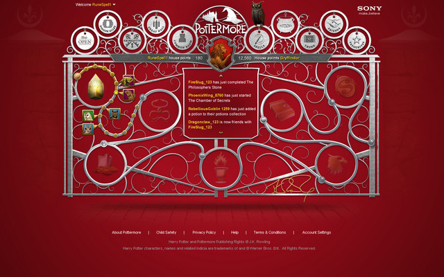 Screen shot of the as yet unreleased game aspect of "Pottermore."