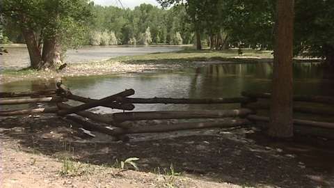 Waters from the river have spilled over into parts of Fort Buenaventura Park in Ogden