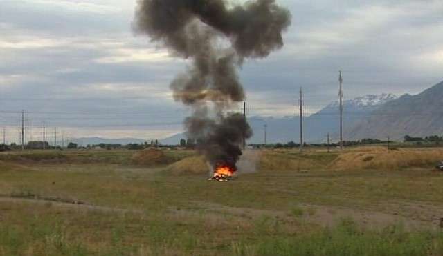 See pics of the car as it goes up in flames in our photo gallery.