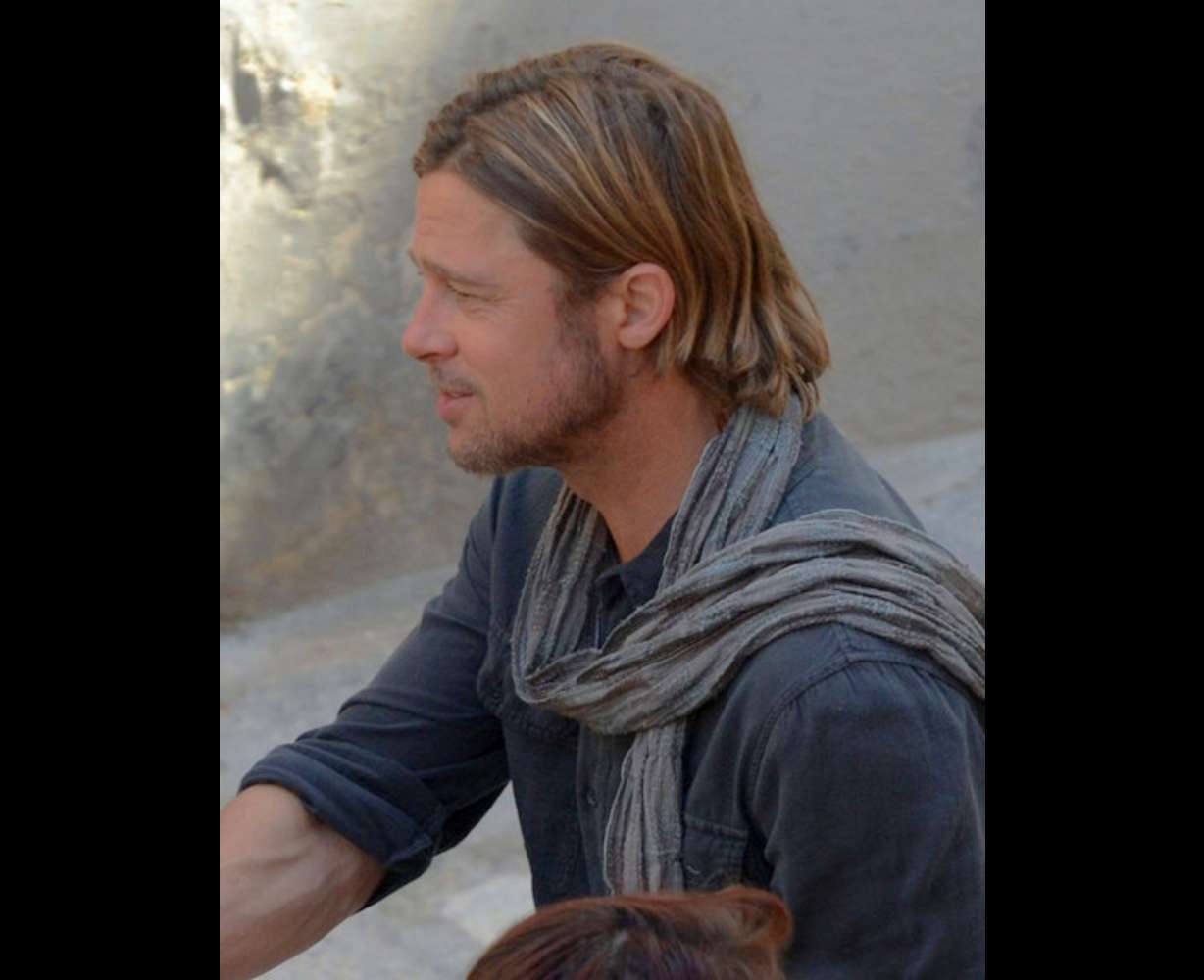 Brad Pitt on the set of "World War Z"