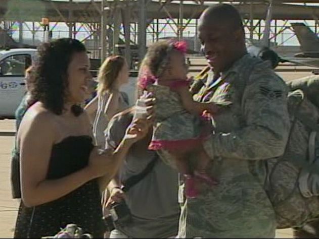 Sr. Aireman Sean Scott met his baby girl, Seniah, for the first time Tuesday evening.