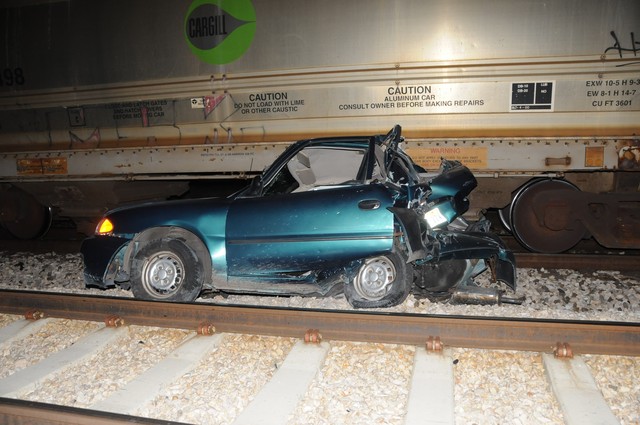 The damaged vehicle.