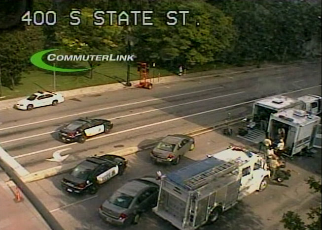 Scene outside the courthouse