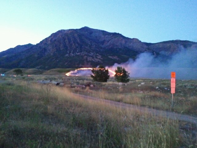 Heart-shaped flames burn North Ogden mountainside