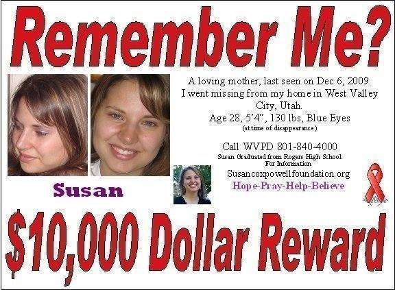 The newest flier created by the friends and family of Susan Cox Powell, was distributed during an awareness event Aug. 21, 2011, in both Utah and Washington. The West Valley woman has been missing since December 2009. (Photo: Kiirsi Hellewell)