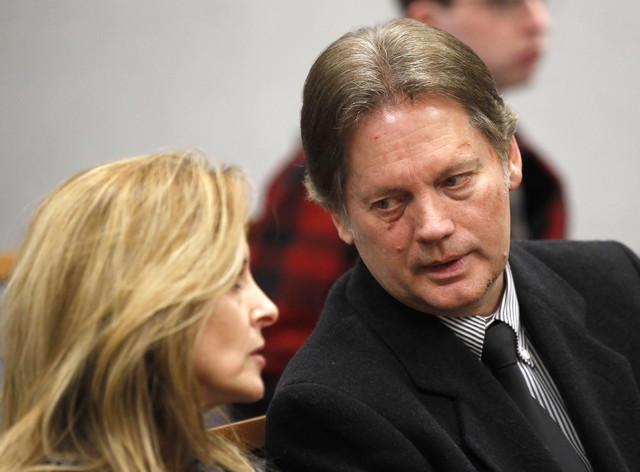 Keith Brown, right, talks to his sister-in-law before a hearing in Provo's 4th District Court on Feb. 17, 2011. Brown, the father of the musical group The 5 Browns, is serving prison terms for sexually abusing his daughters. (Photo: George Frey, Associated Press)