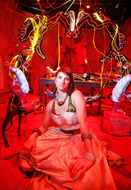 Artist Amy Caron poses for a portrait in Waves of Mu, her two-room show about mirror neurons, at the University of Utah Film and Media Arts Building on Wednesday, Sep. 14, 2011. She has worked with researchers at the University of Utah Neuroscience Center to construct an artistic look at how the human brain works. (Photo: Kristin Murphy, Deseret News)