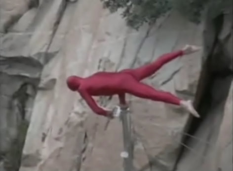 Insane balancing stunt