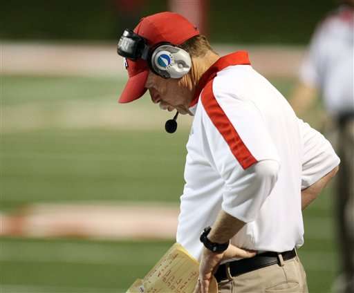 Fresno State's Pat Hill looks down after an interception by Boise State. (AP Photo/Gary Kazanjian)