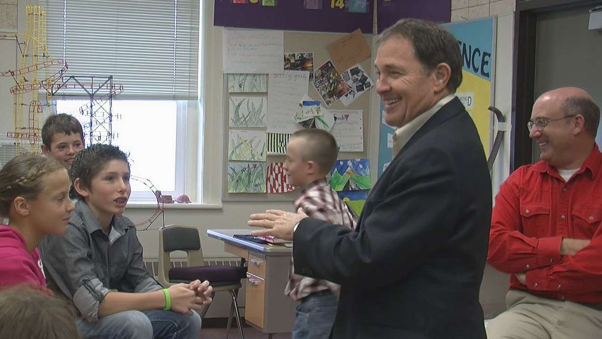 Gov. Gary Herbert took questions from students
at the Grouse Creek School in Box Elder County
Tuesday.