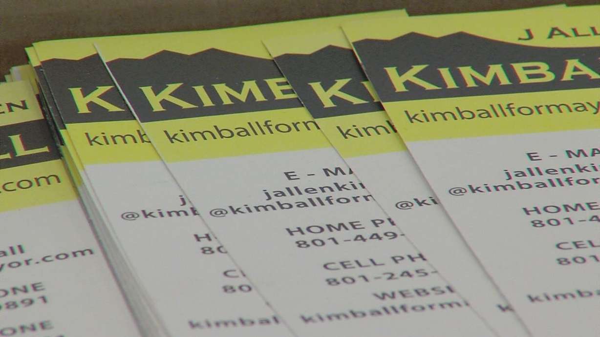 John Allen Kimball is a Salt Lake City
businessman whose signature campaign literature
is a simple bookmark.