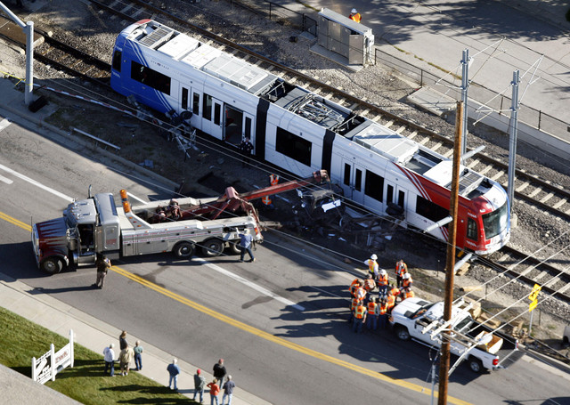 TRAX accident at about 6100 South and 300 West in Murray, Monday, Oct. 31, 2011. (Photo: Ravell Call, Deseret News)