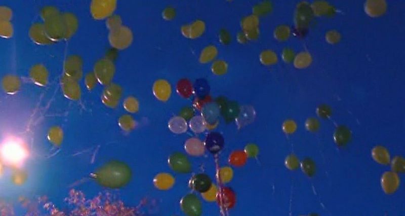 Dozens of balloons rose to the sky Tuesday
night as part of a community fundraiser and
memorial for Alexis Rasmussen.
