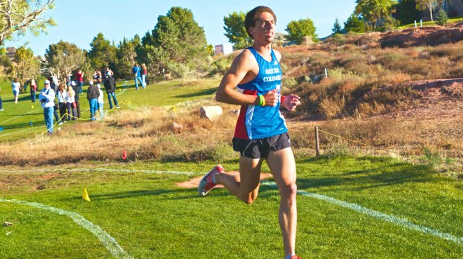 SUU's Cam Levins runs at the T-Birds' Color Country Invitational on Oct. 9. Levins was named a track and field All-American Saturday at the NCAA Track and Field National Championships following a seventh place finish in the 5,000-meter finals. Photo by Kiersten Benson.