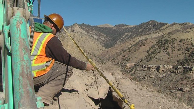 Crews from the Utah Abandoned Mine Reclamation Program are working to extinguish an underground fire that has been burning since 1941 near Helper. Temperature probes dropped into drill holes show it remains hot underground 70 years after the fire broke out. Picture taken Oct. 31, 2011 near Helper.