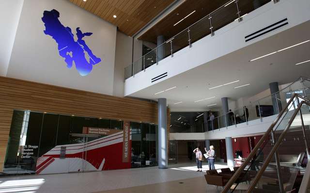The Spencer F. Eccles Business Building lobby at the University of Utah in Salt Lake City Tuesday, Nov. 8, 2011.