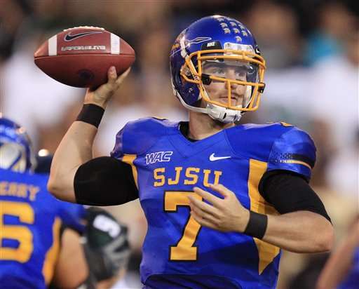 San Jose State quarterback Matt Faulkner. (AP
Photo/Marcio Jose Sanchez)