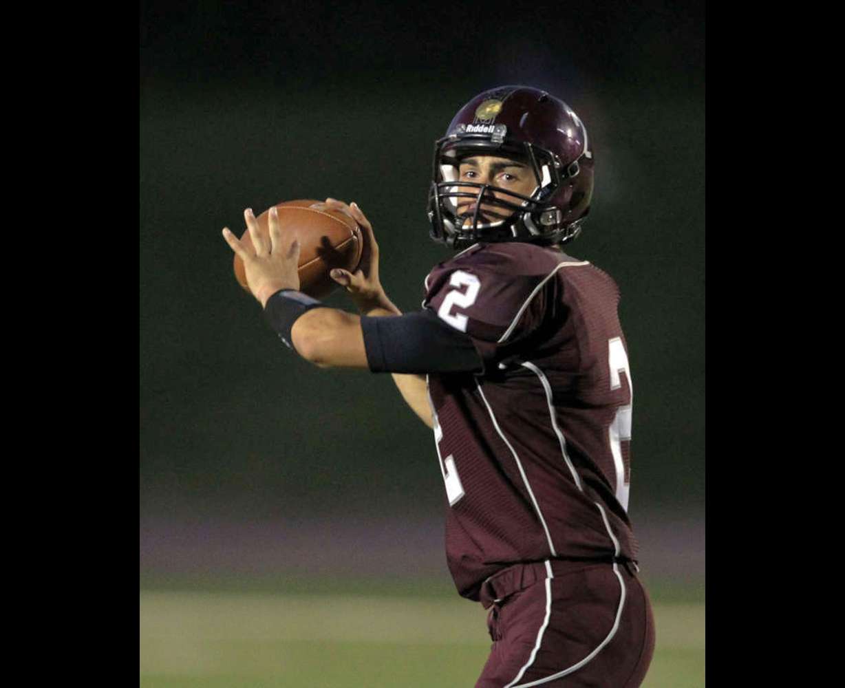 Jordan's Austin Kafentzis as Jordan High School comes from behind to score 19 straight points and defeat Fremont High School 19-12 in their opening game of the football season Friday, Aug. 19, 2011, in Sandy, Utah. (Tom Smart, Deseret News)