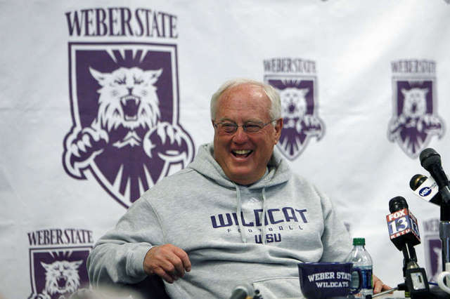Weber State University football coach Ron
McBride announces his retirement at a press
conference, Tuesday, Nov. 8, 2011. (Deseret
News)