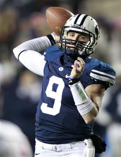 Former BYU quarterback Jake Heaps transferred
to Kansas following his sophomore year. (AP
Photo)