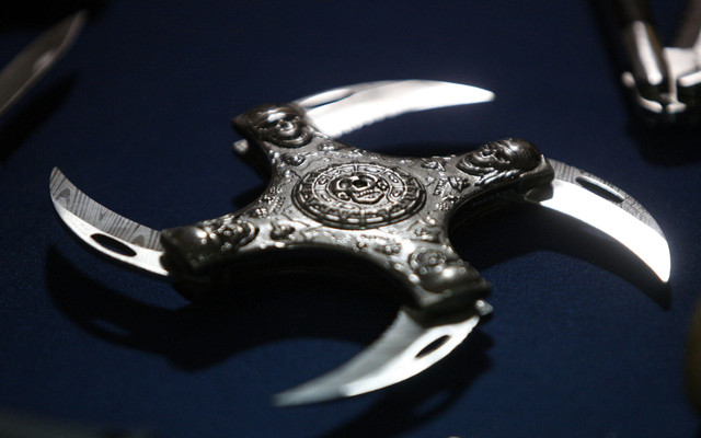 A weapon that TSA has confiscated for security purposes at the Salt Lake City International Airport in Salt Lake City on Monday, Nov. 21, 2011.