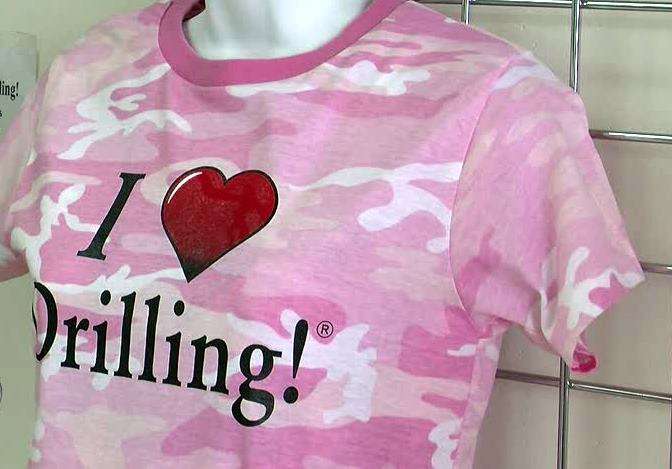 George Burnett, the self-proclaimed "I Love Drilling Guy," has taken his idea to T-shirt form.