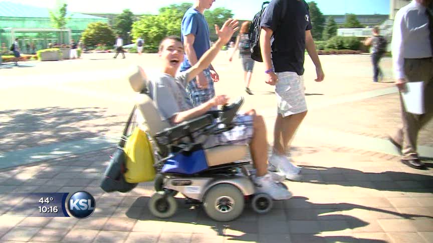 BYU freshman Andrew Justvig doesn't let his cerebral palsy keep him from setting goals and loving life.