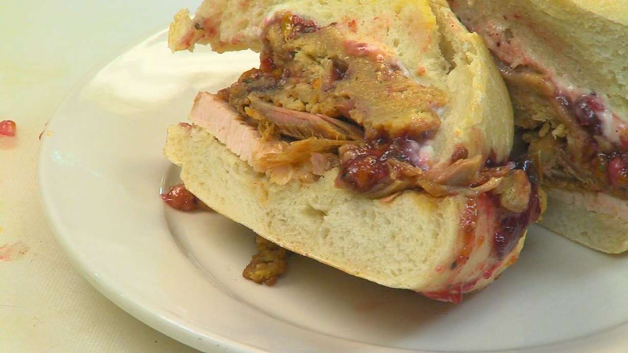 Stacked Thanksgiving sandwich