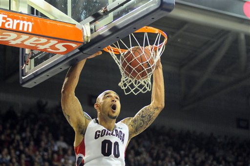 Gonzaga's Robert Sacre dunks against Eastern
Washington. (AP Photo/Jed Conklin)