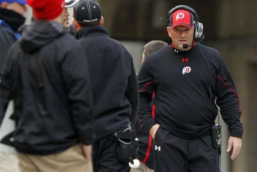 Utah head coach Kyle Whittingham walks the
sideline against Colorado. (AP Photo/Jim
Urquhart)