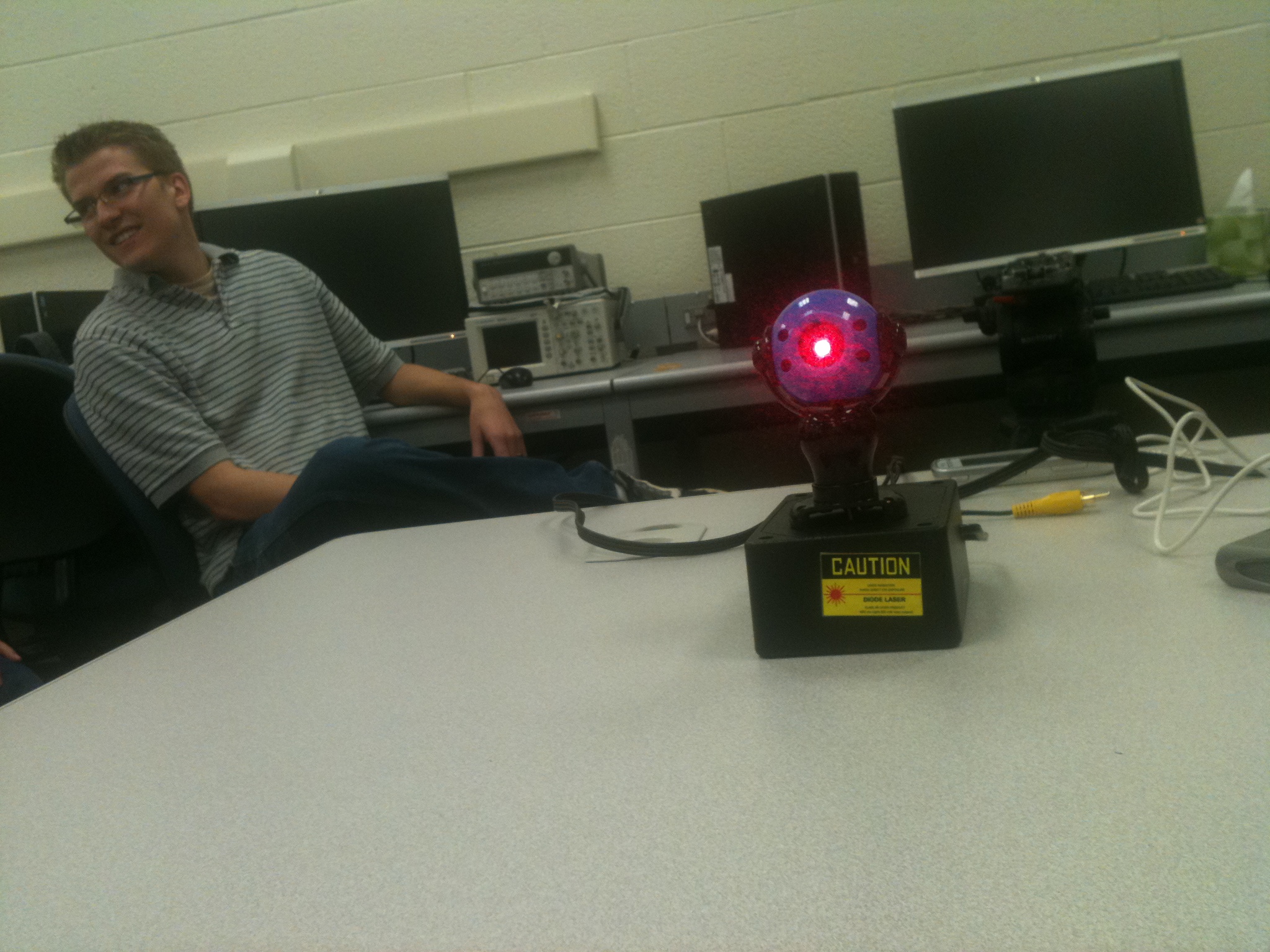 Matt Seamons discusses the laser transmitter and the effort it took to improve on previous semester's designs.