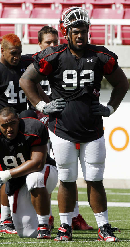 Star Lotulelei watches during University of Utah football practice at Rice-Eccles Stadium, Monday, Aug. 15, 2011. (Ravell Call, Deseret News)