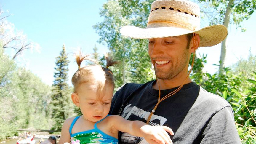 Brian Cardall with his daughter. Cardall was Tasered by Hurricane police and later died. Details of the incident are disputed.