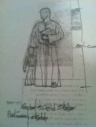 Michale Biggerstaff says an FLDS youth sent him an image of a 30-foot statue: a tall man and a child evidently wearing a 
prairie dress, drawn on the back of a religious text.