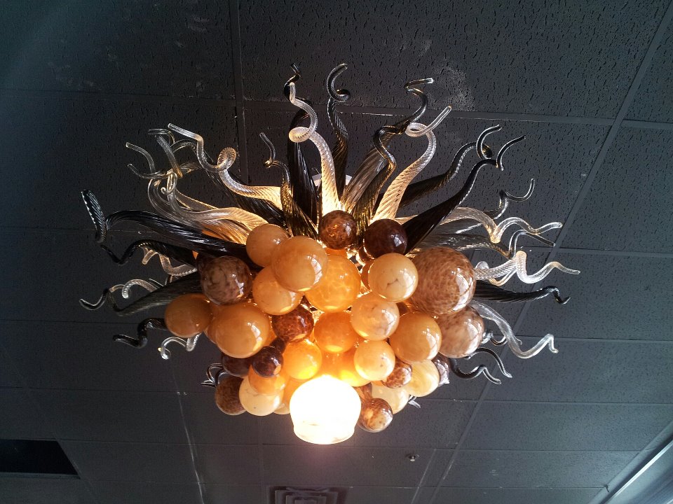 The chandelier made of gourds and blown glass.
Created by Trevor Holdman. (photo courtesy of
Bleu Adams.)