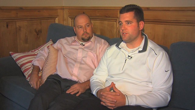 Dave Nelson, right, and Mike Lamb, left, were
among the first to arrive on the scene of
Janelle Read's accident. Her family credits
them and two other men with saving Janelle's
life.