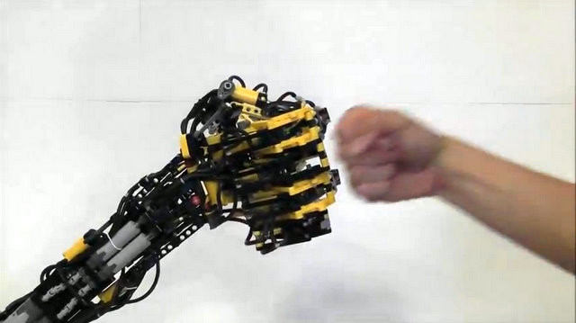 Prosthetic arm constructed entirely out of LEGO bricks