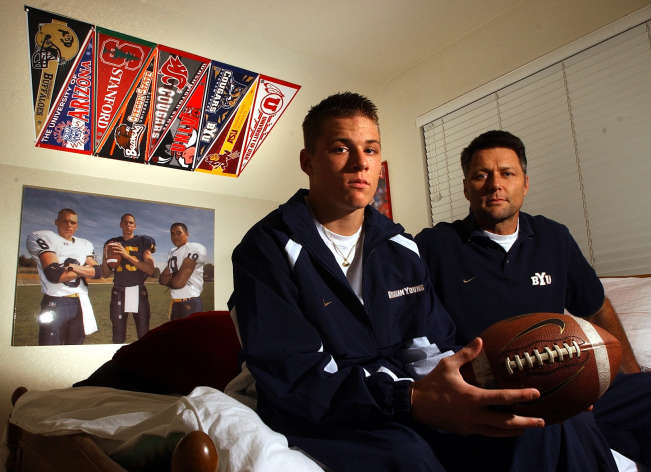 Scott Collie with a young Austin Collie in
2004. (The Sacramento Bee /Carl Costas)