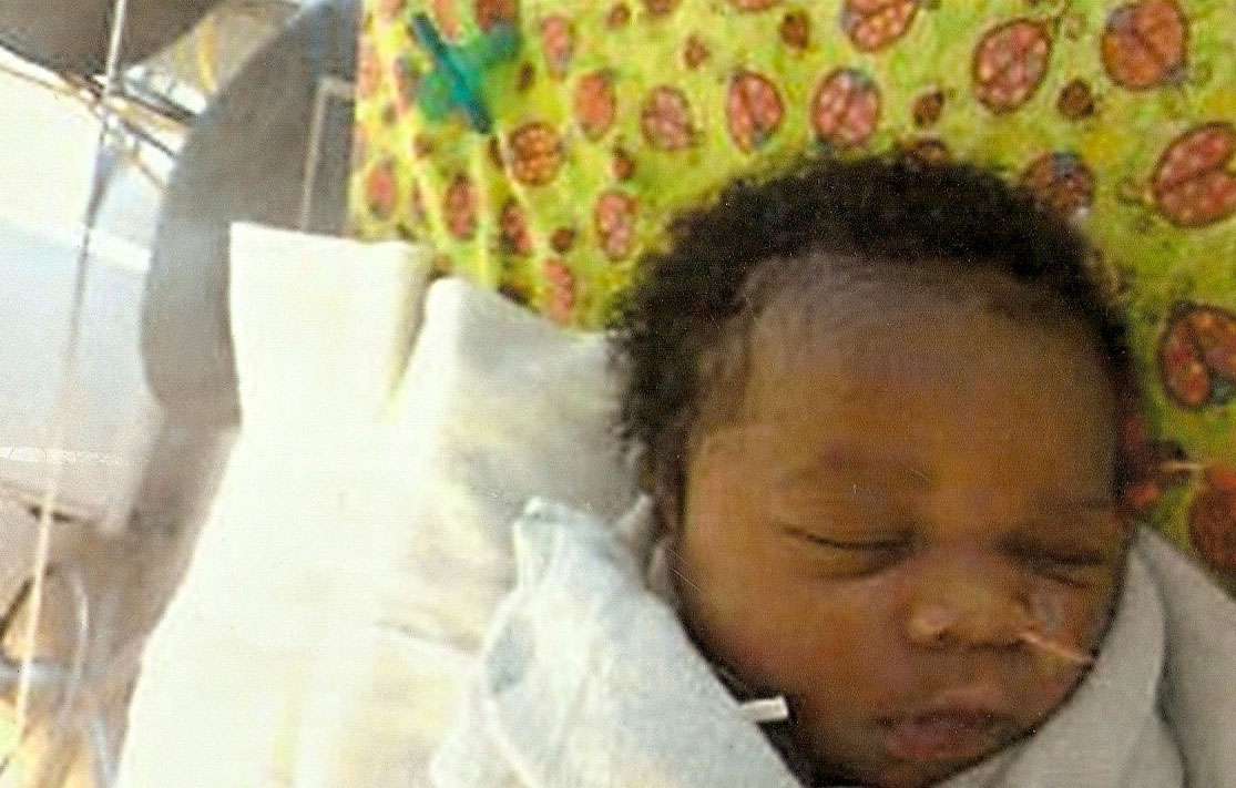 Chirstopher Carlton said his former girlfriend, Sholanda Brown, told him that she had given birth to a boy, whom she named Jaylen. She sent him this picture, but told him the baby had respiratory problems and died.