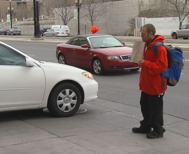 Homeless panhandler Michael McConnell told KSL
News "there are some situations where some of
us need to beg or we'll be out there doing
things that nobody wants."