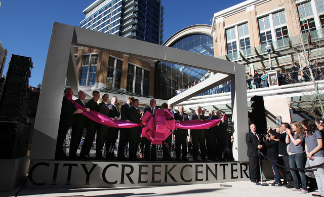 Dignitaries pull the ribbon as City Creek Center opens in Salt Lake City, Thursday, March 22, 2012. (Photo: Ravell Call, Deseret News)